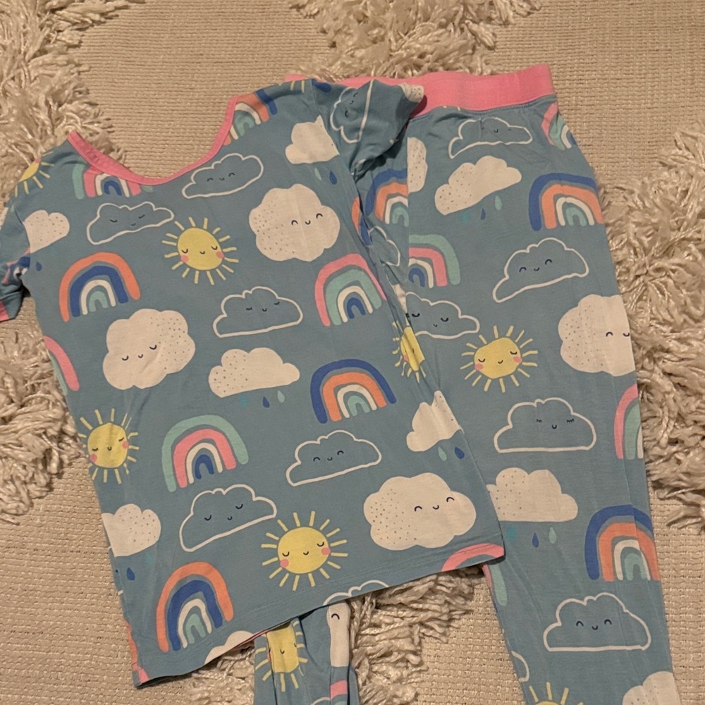 Little Sleepies Cloud and Rainbow Pajama Set - Blue and Pink
